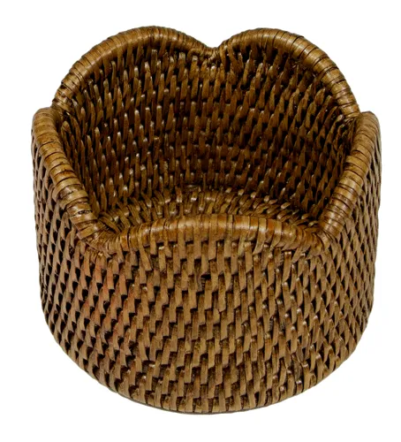 Caspari Rattan Scallop Wine Coaster - (cream or natural)