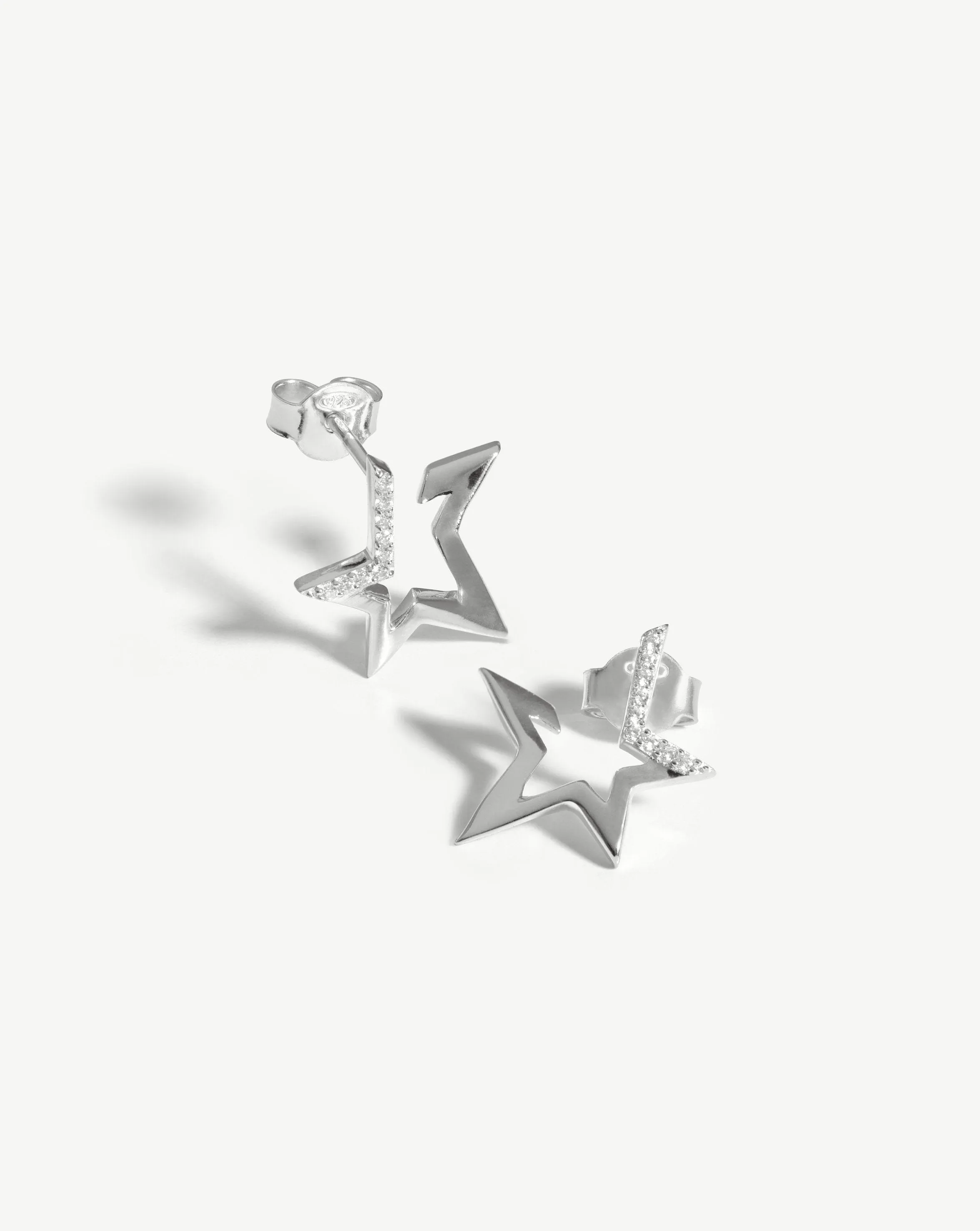 Celestial Pave Star Huggies | Sterling Silver/Cubic Zirconia