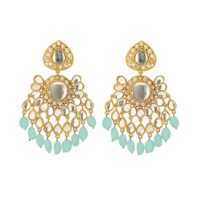 Chandni Statement Earrings - Aqua Green Hydro Quartz