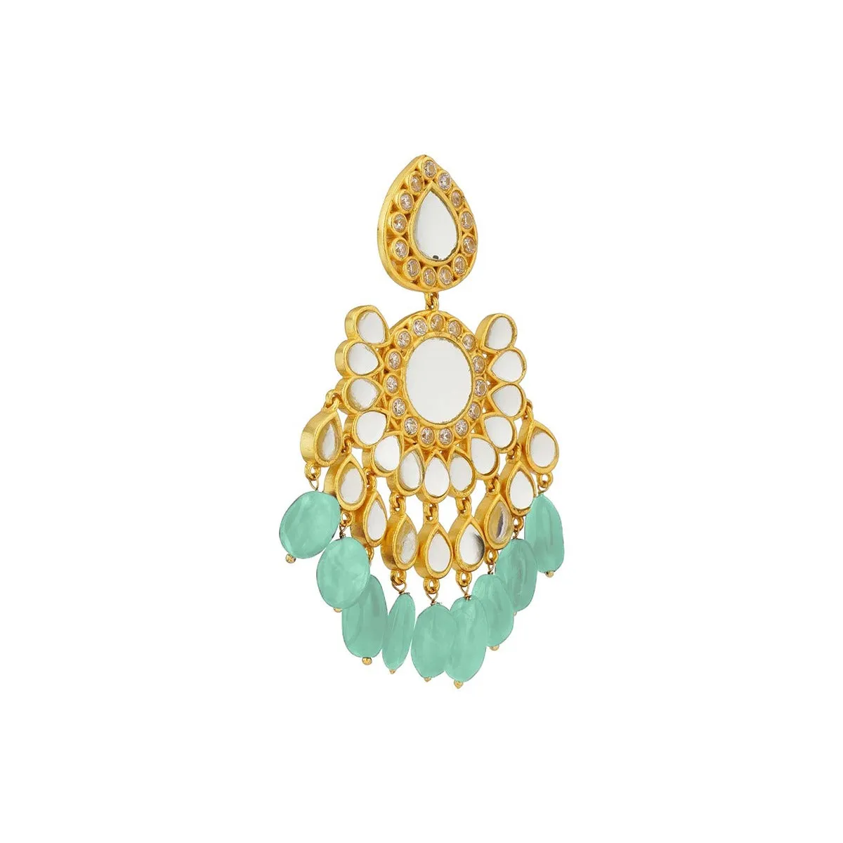 Chandni Statement Earrings - Aqua Green Hydro Quartz