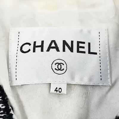 Chanel - Geo Tweed Jacket - Black & White -Silver Tone Hardware Size 40 / US 10