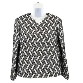 Chanel - Geo Tweed Jacket - Black & White -Silver Tone Hardware Size 40 / US 10