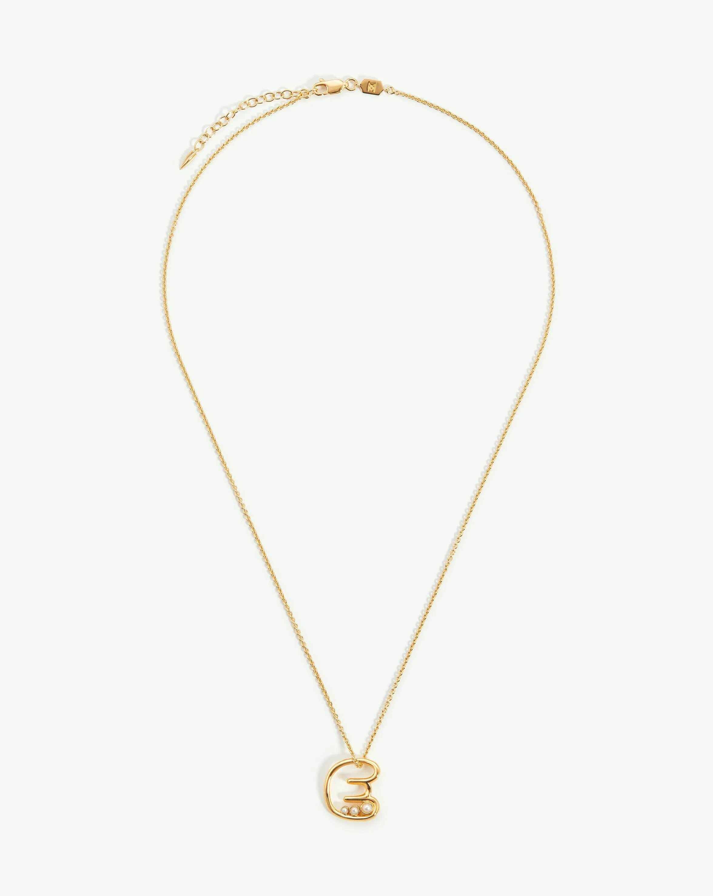 Chubby Pearl Initial Pendant Necklace  - Initial E | 18ct Gold Plated Vermeil/Pearl