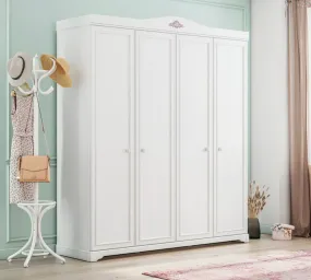 Cilek Rustic White 4-Doors Wardrobe