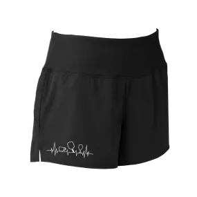 Coffee, Pickleball, Wine Heartbeat EKG | Women's Athletic Shorts