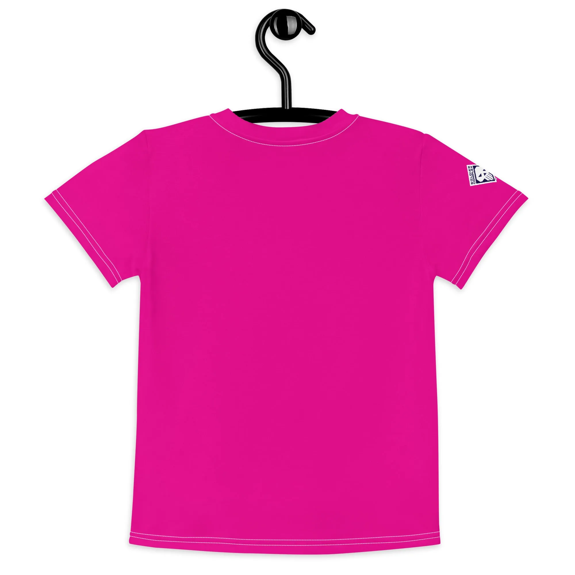 Colorful Sun Defense: Girls Short Sleeve Solid Color Rash Guard - Hollywood Cerise