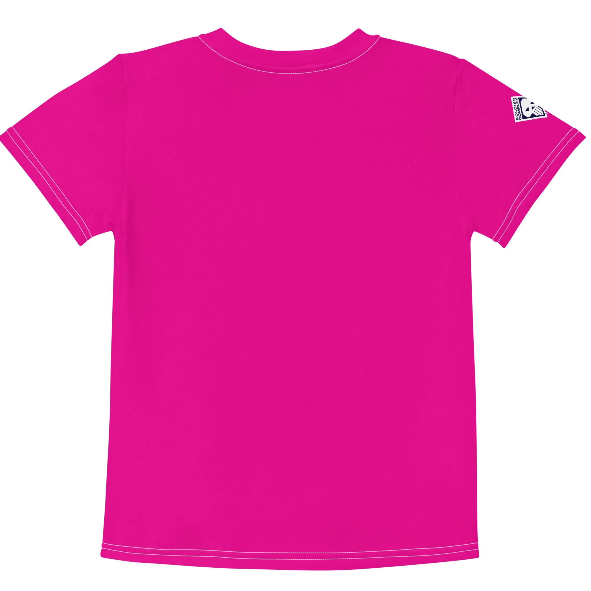 Colorful Sun Defense: Girls Short Sleeve Solid Color Rash Guard - Hollywood Cerise