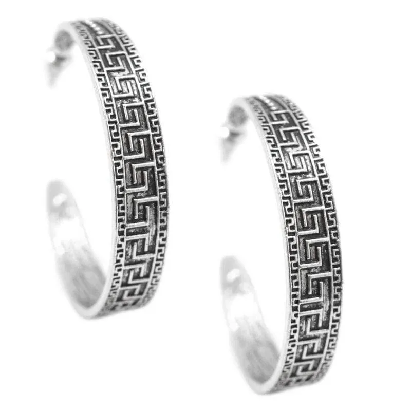 Conga Line Silver Hoop Earrings