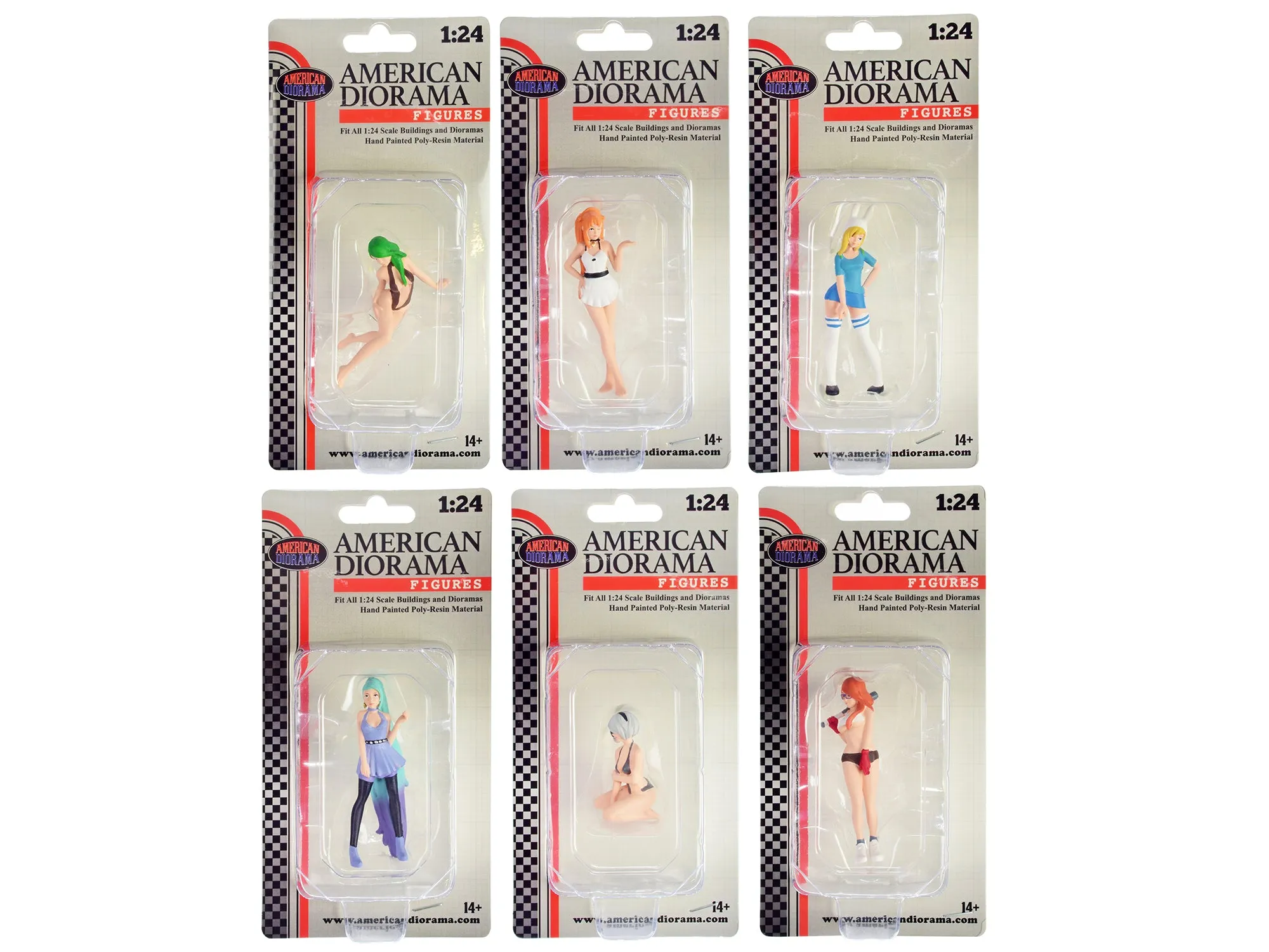 Cosplay Girls 6 piece Figure Set for 1/24 Scale Models by American Diorama