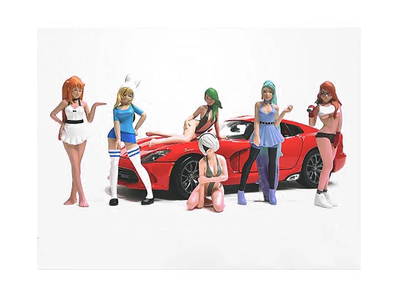 Cosplay Girls 6 piece Figure Set for 1/24 Scale Models by American Diorama