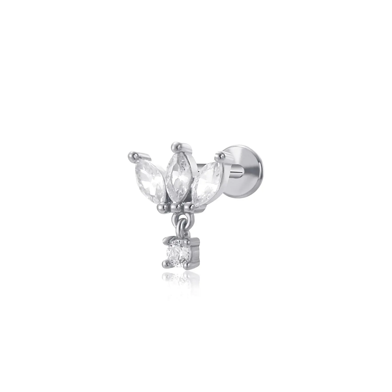 DAINTY MARQUISE DANGLE FLAT BACK STUD (18G)