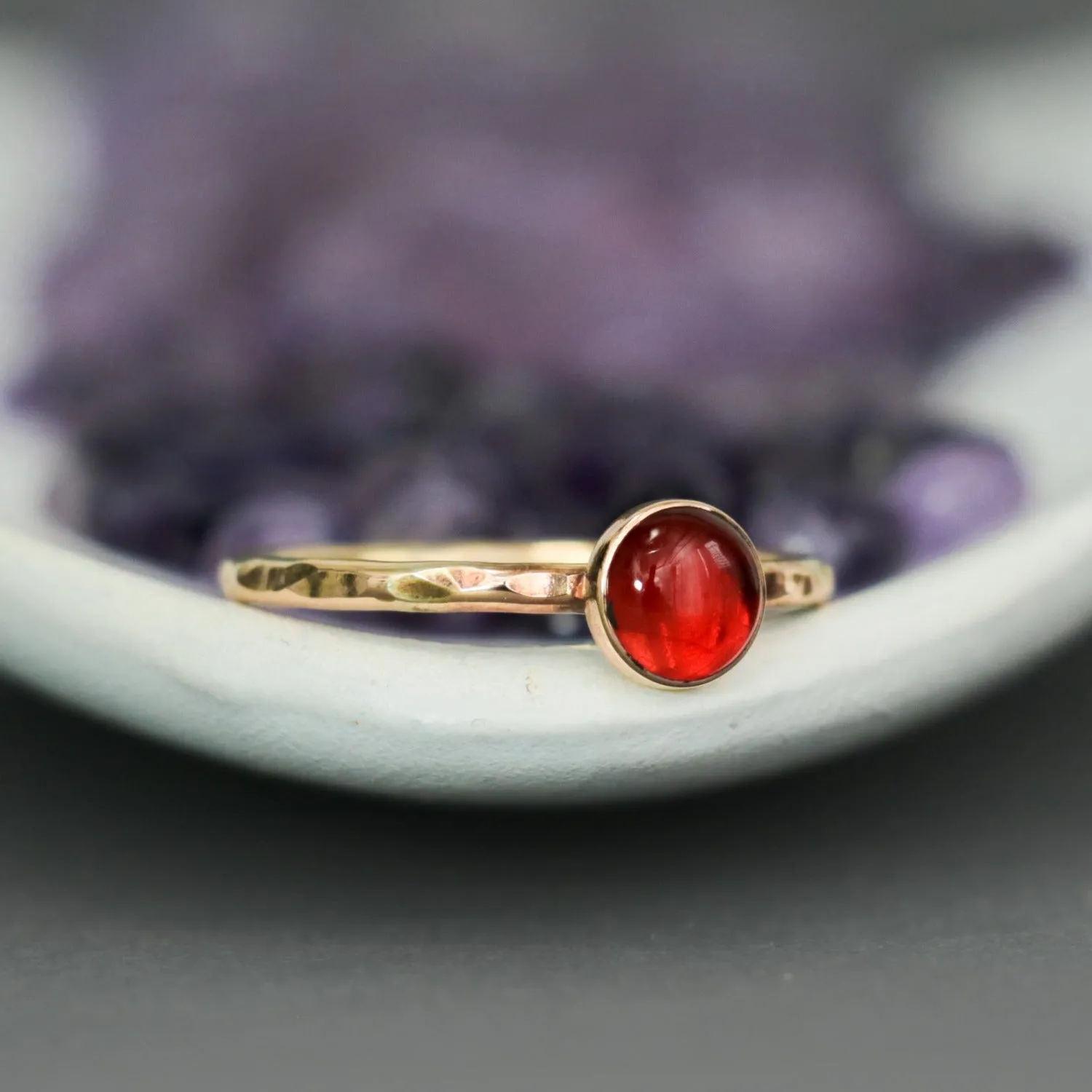 Delicate 14 K Gold Filled Ruby Stacking Promise Ring | Moonkist Designs