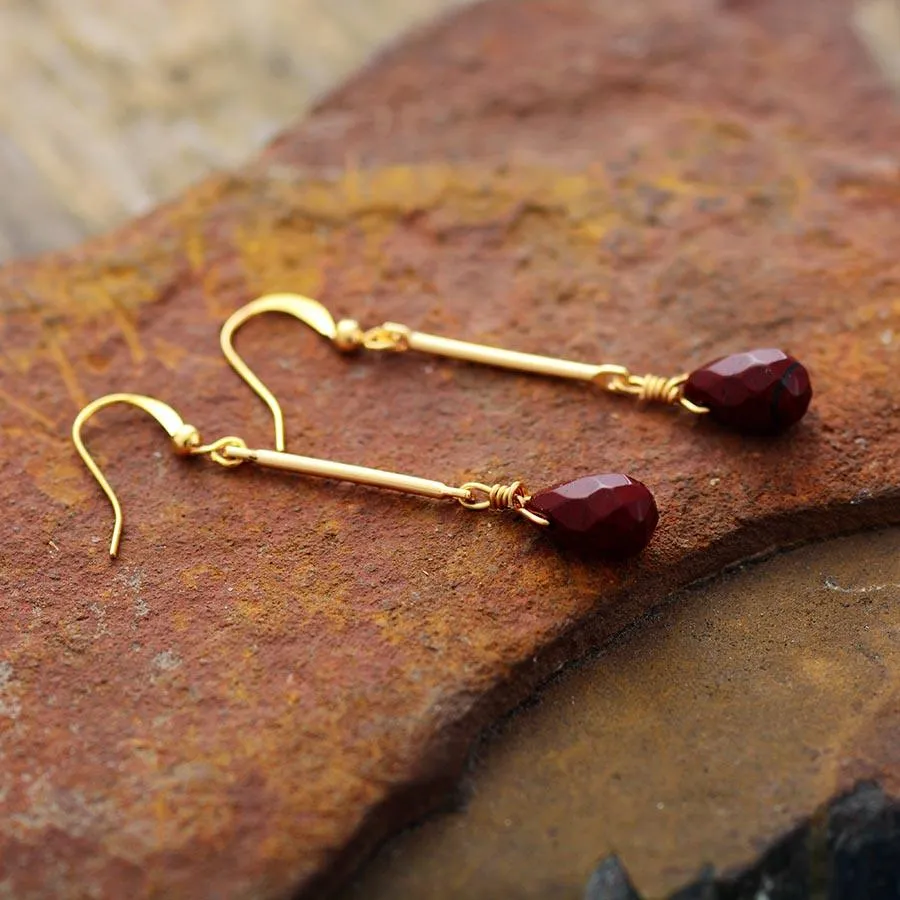 Dhunay Red Jasper Dangle Earrings