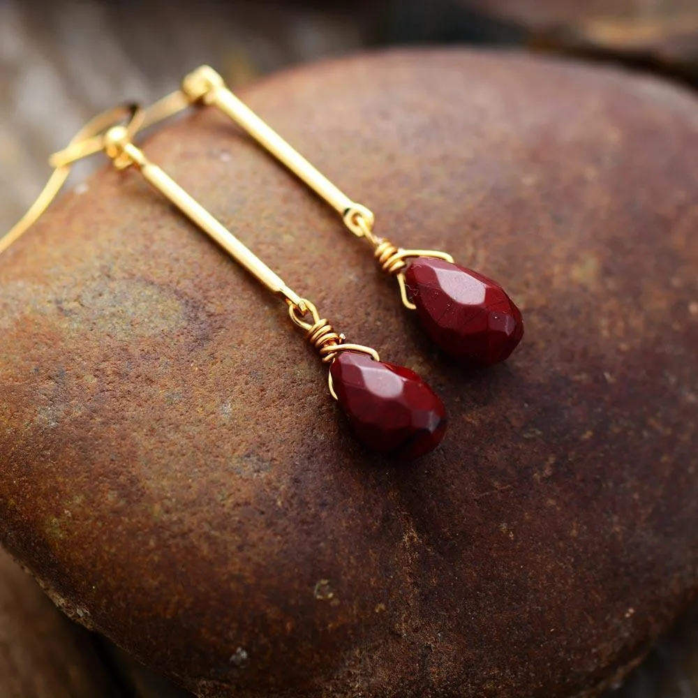 Dhunay Red Jasper Dangle Earrings