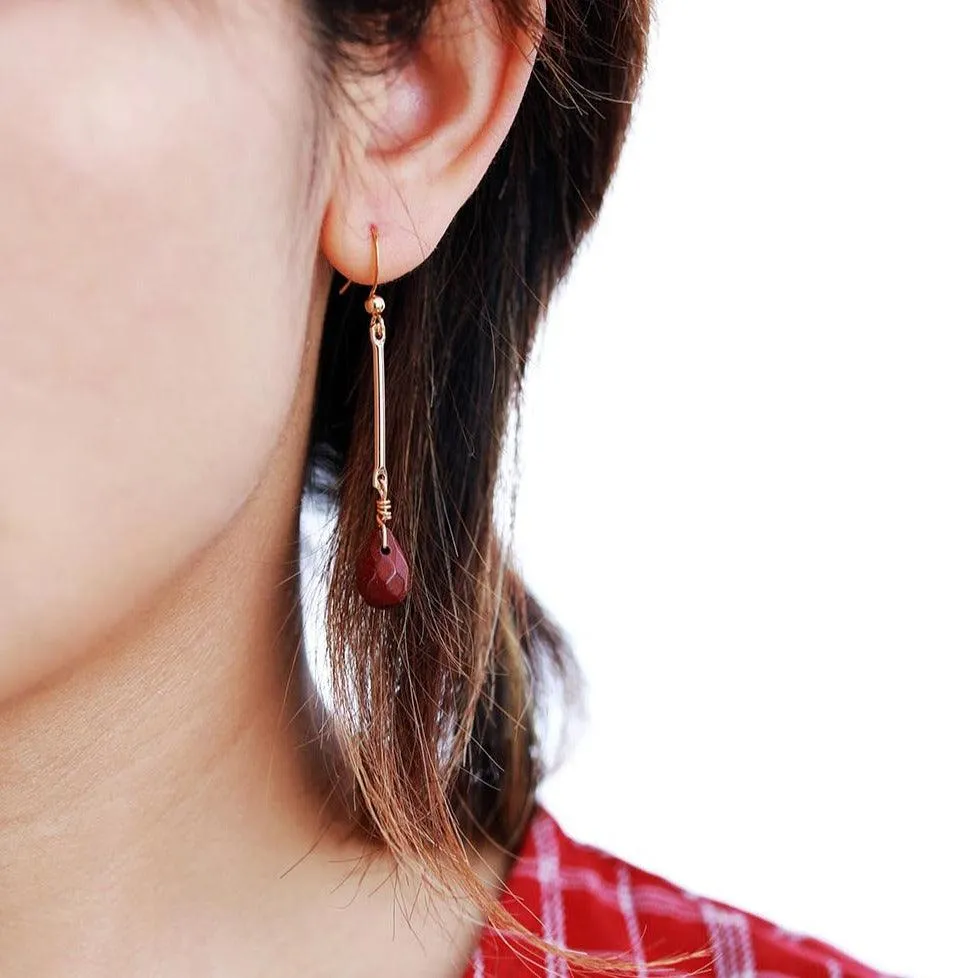 Dhunay Red Jasper Dangle Earrings