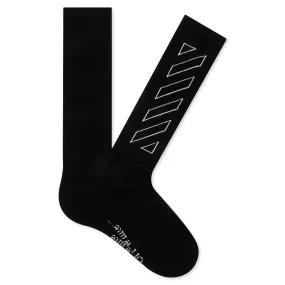 Diag Outline Mid Length Socks - Black/White