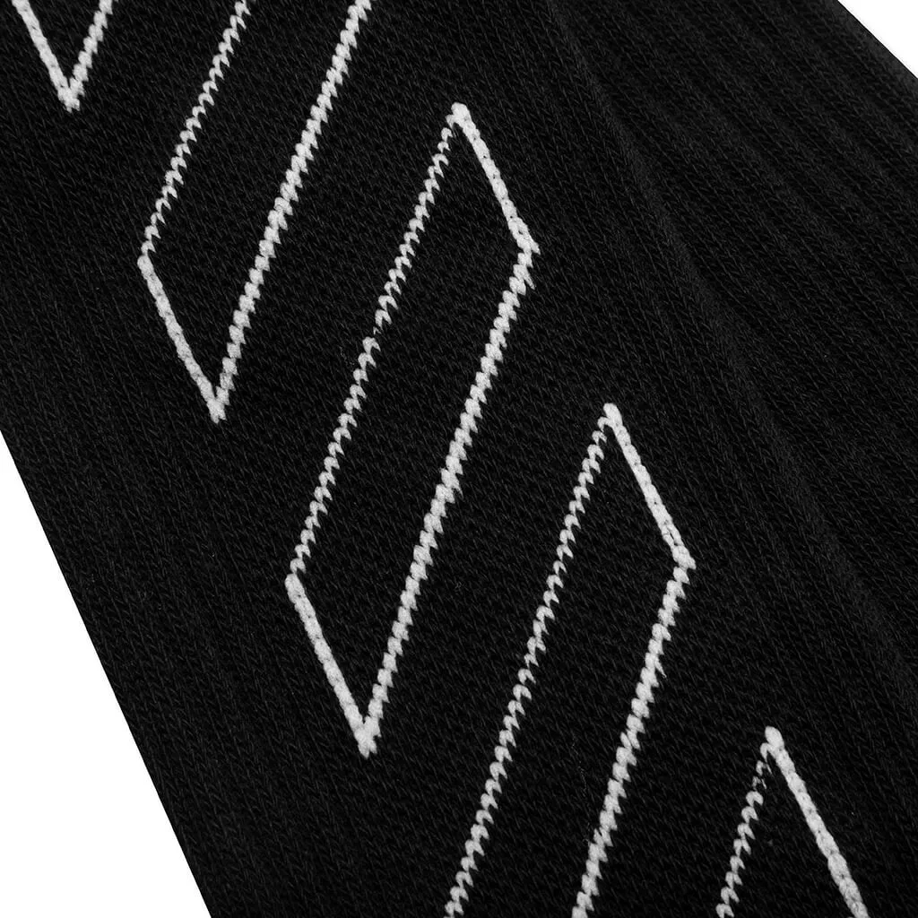 Diag Outline Mid Length Socks - Black/White