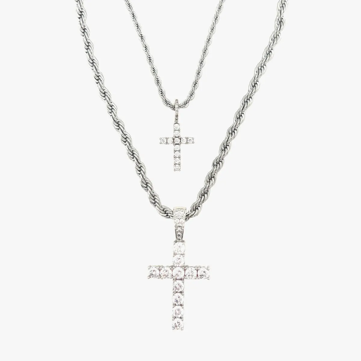 Diamond Cross Set in White Gold