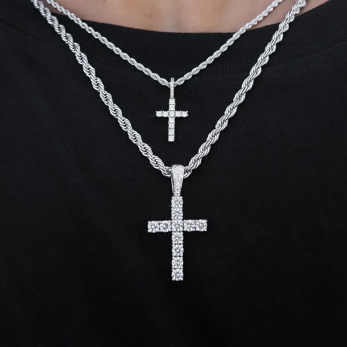 Diamond Cross Set in White Gold