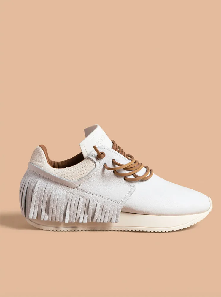 Esseutesse Leather Fringe Sneaker - White