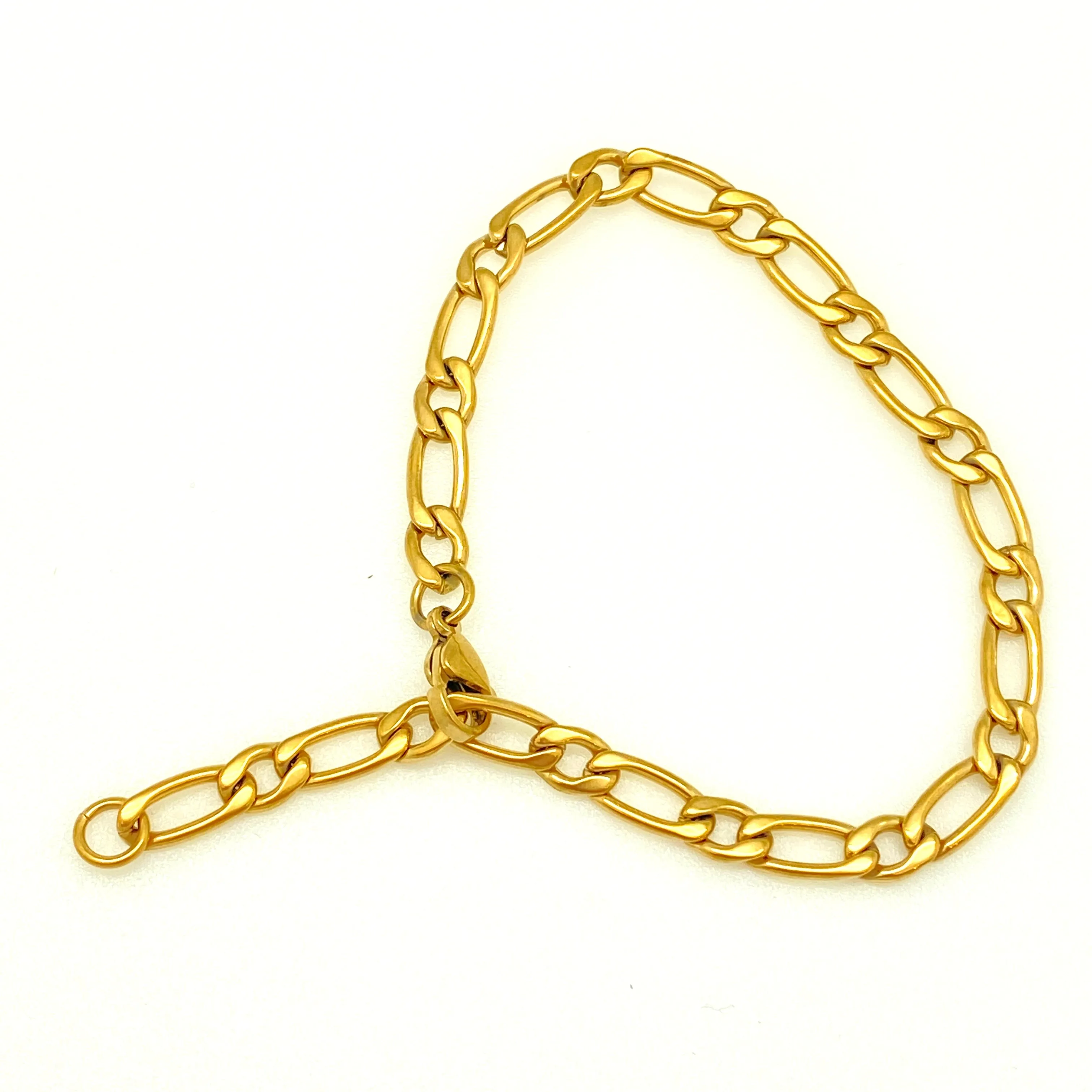 Figaro Chain Bracelet Gold Plated Stainless