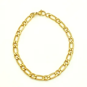 Figaro Chain Bracelet Gold Plated Stainless