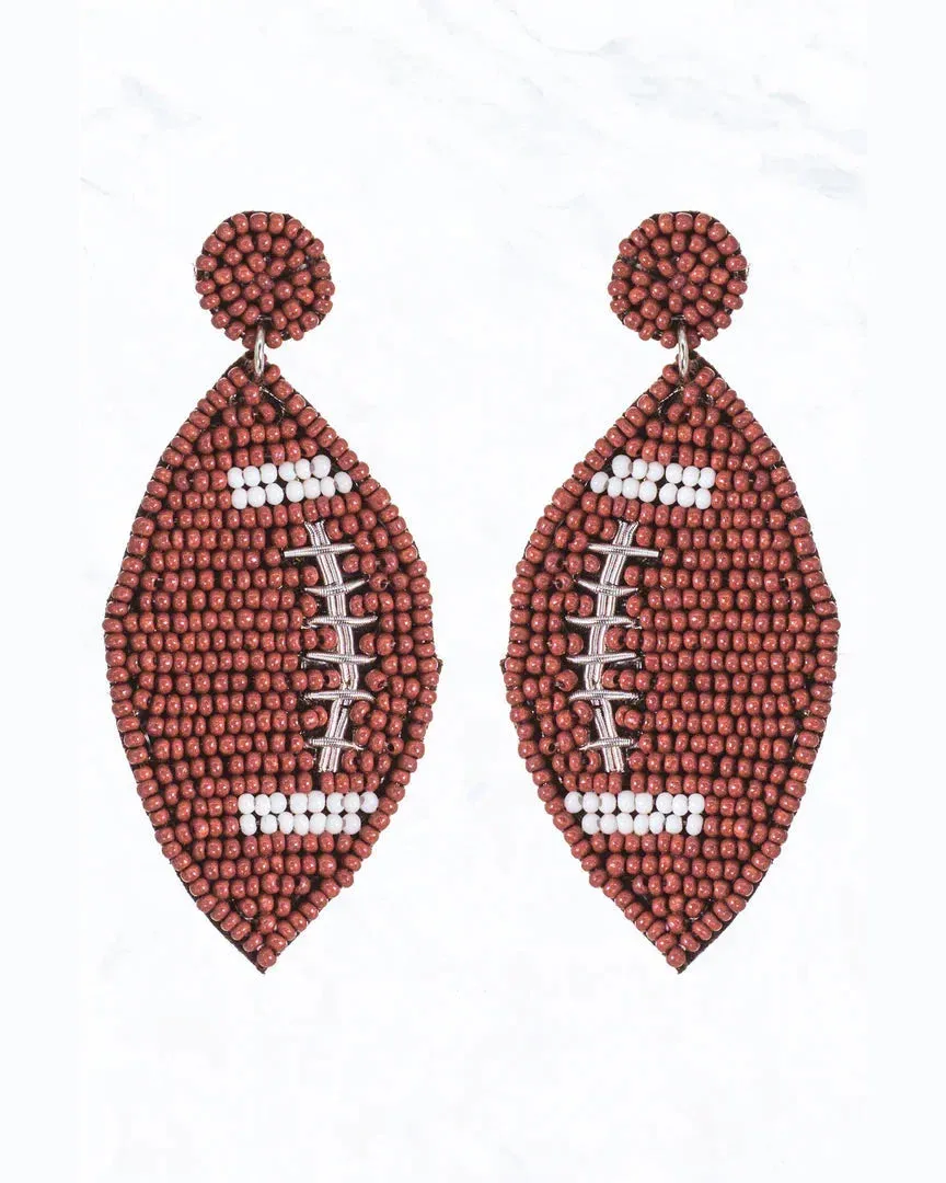 Football Seed Bead Earrings