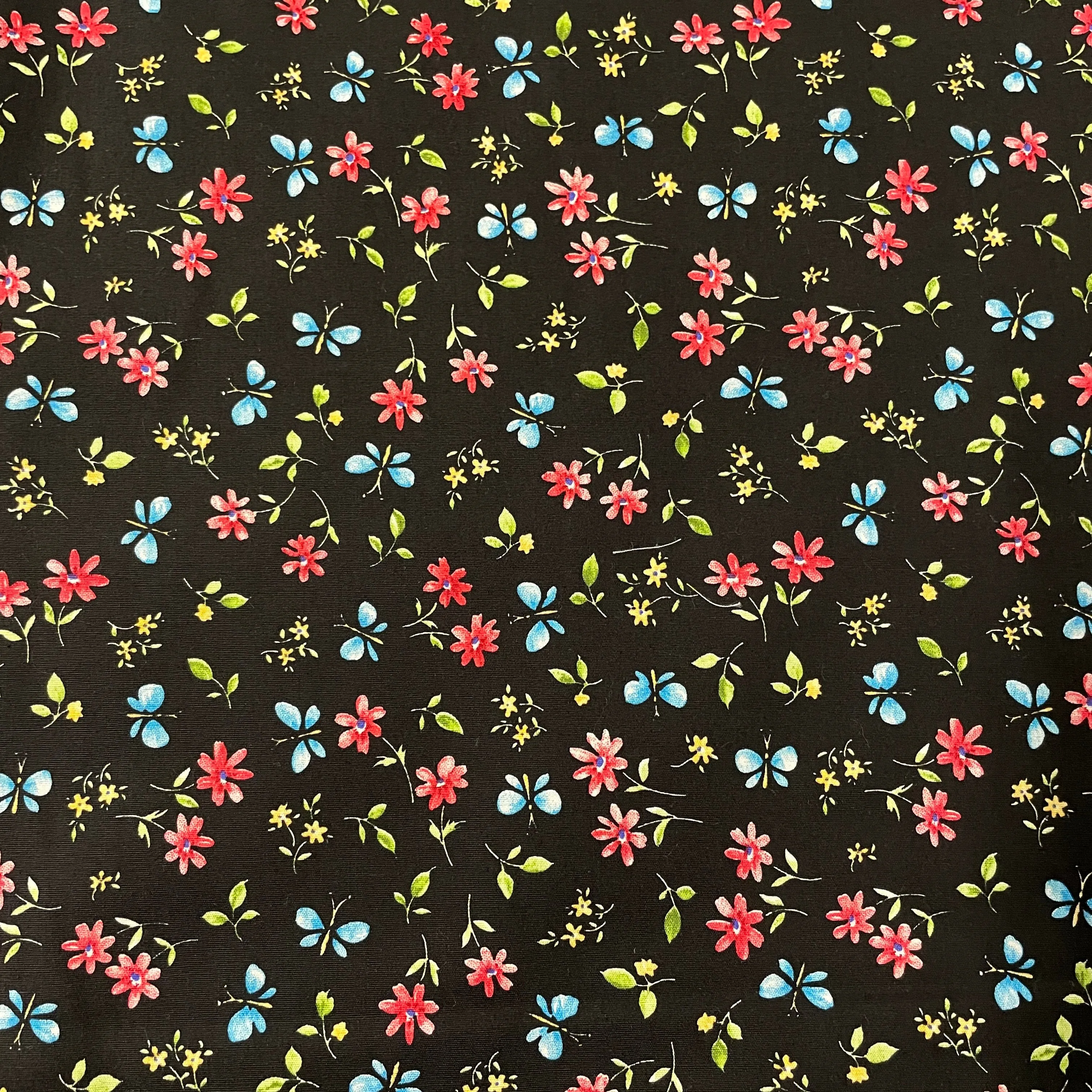 FS854_1 Black Small Floral Cotton Poplin