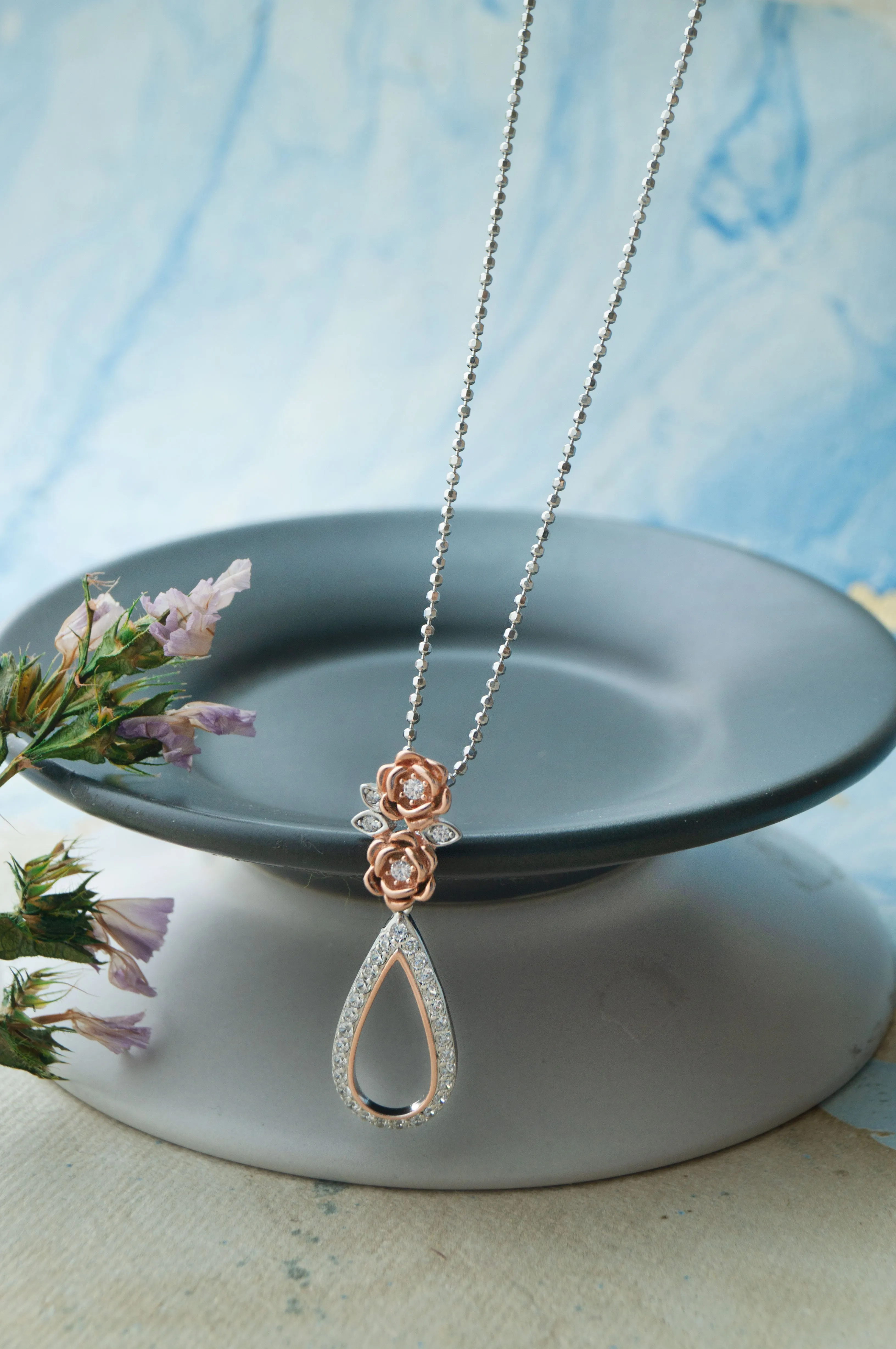 Garden Of Happiness Silver & Rose Gold Plated Sterling Silver Pendant Set