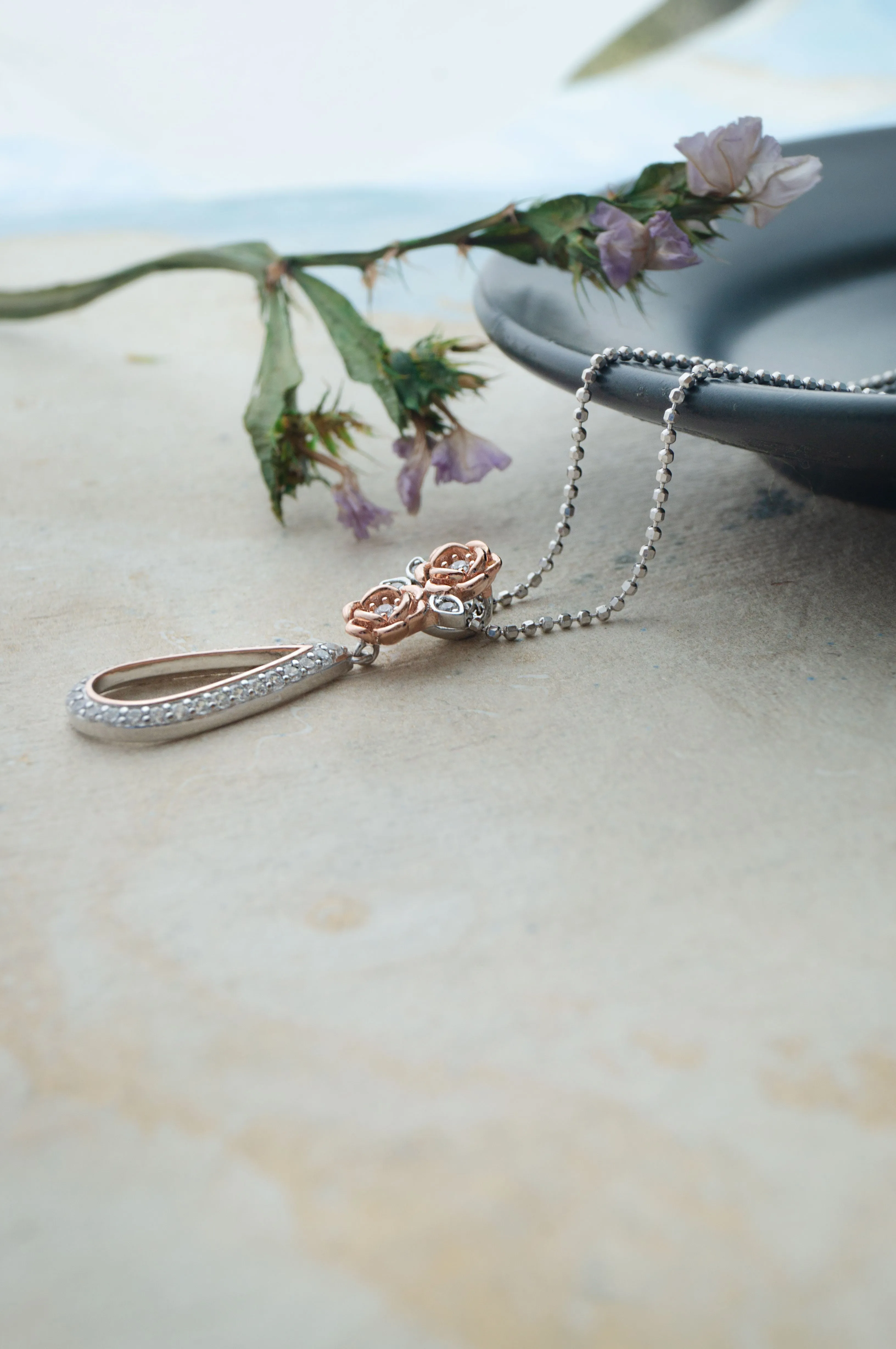 Garden Of Happiness Silver & Rose Gold Plated Sterling Silver Pendant Set