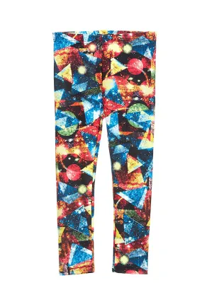 Girl's Triangle Neon Galaxy Pattern Leggings