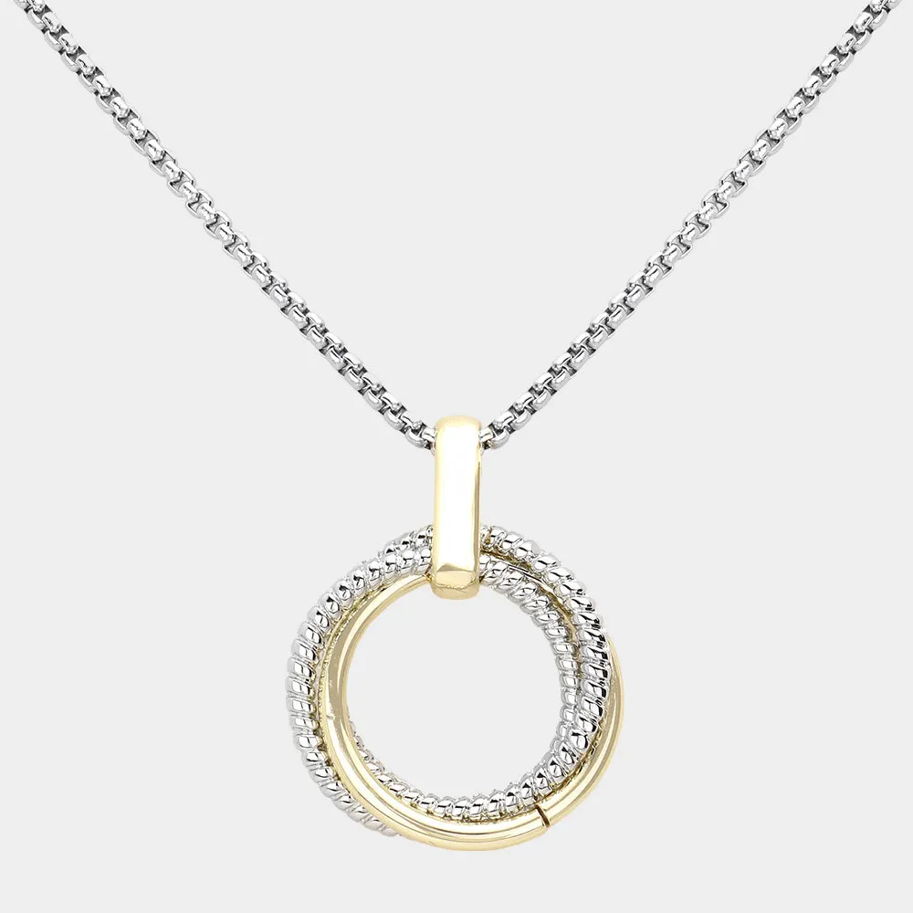 Gold Dipped Circle Of Love Pendant Necklace-M H W ACCESSORIES