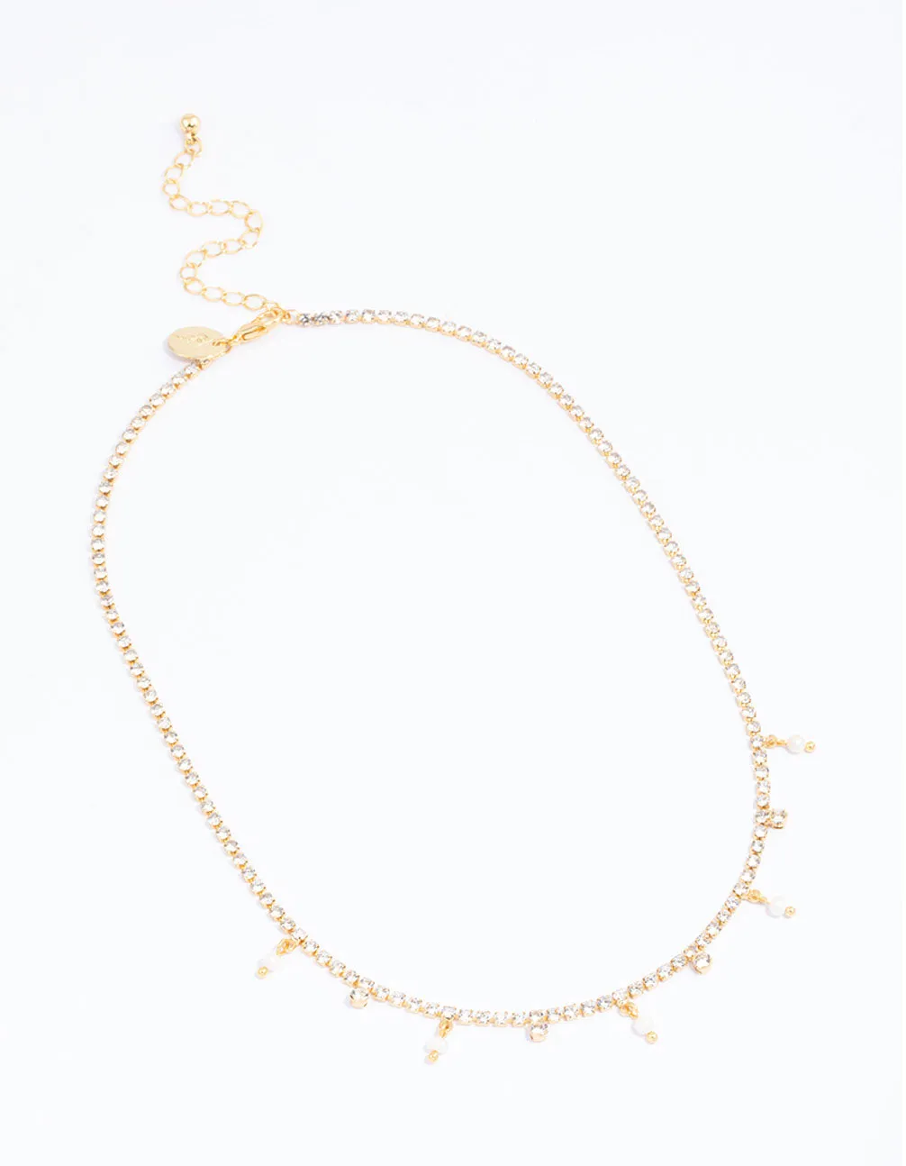 Gold Plated Cupchain Cubic Zirconia & Freshwater Pearl Drop Necklace