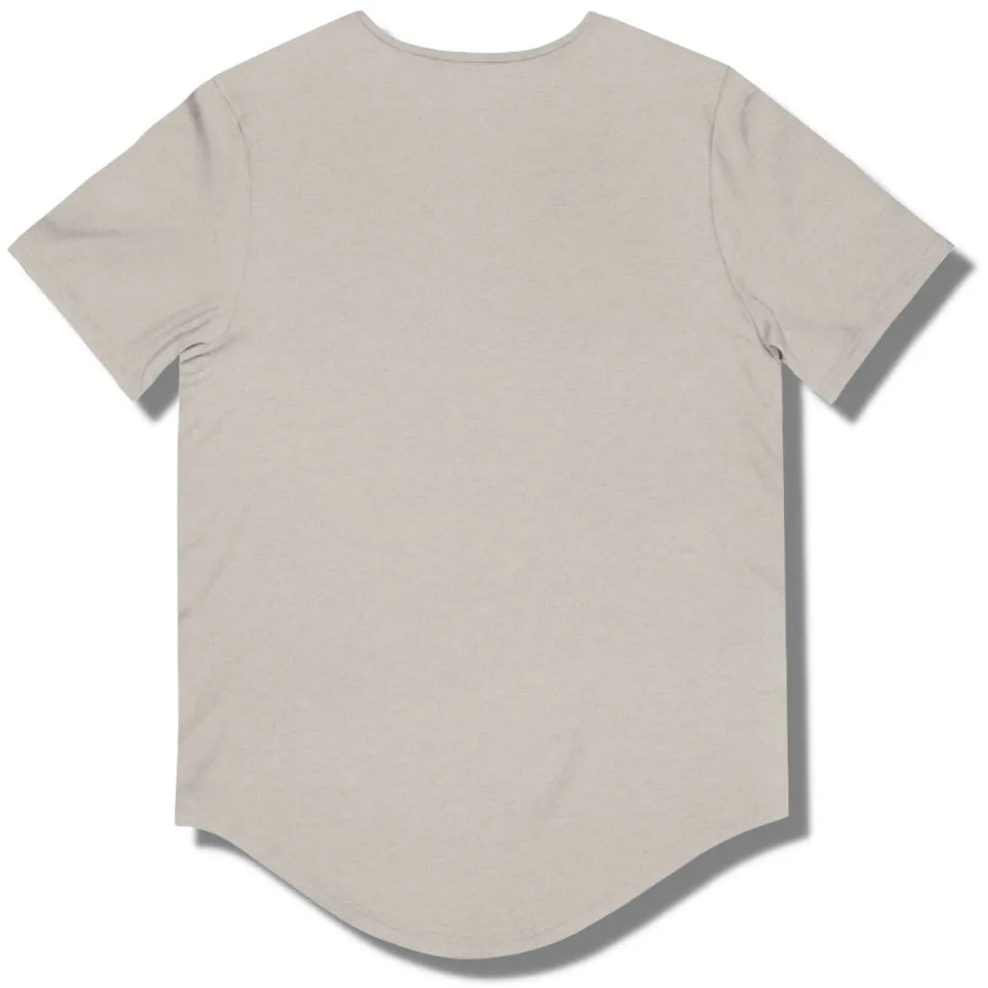 Heart of a Lion Curved Hem T Shirt - Heather Cool Gray - Lemon Curry