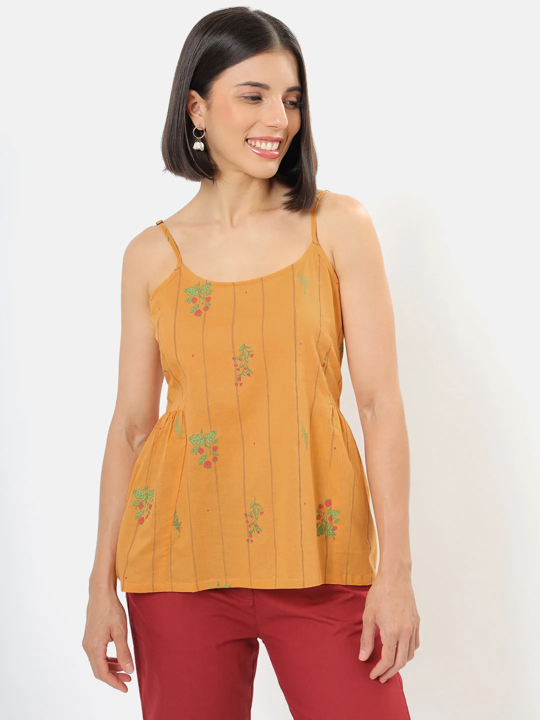 Herberium Mustard Strappy Top