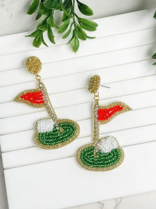 Hole in One Beaded Dangle Earrings