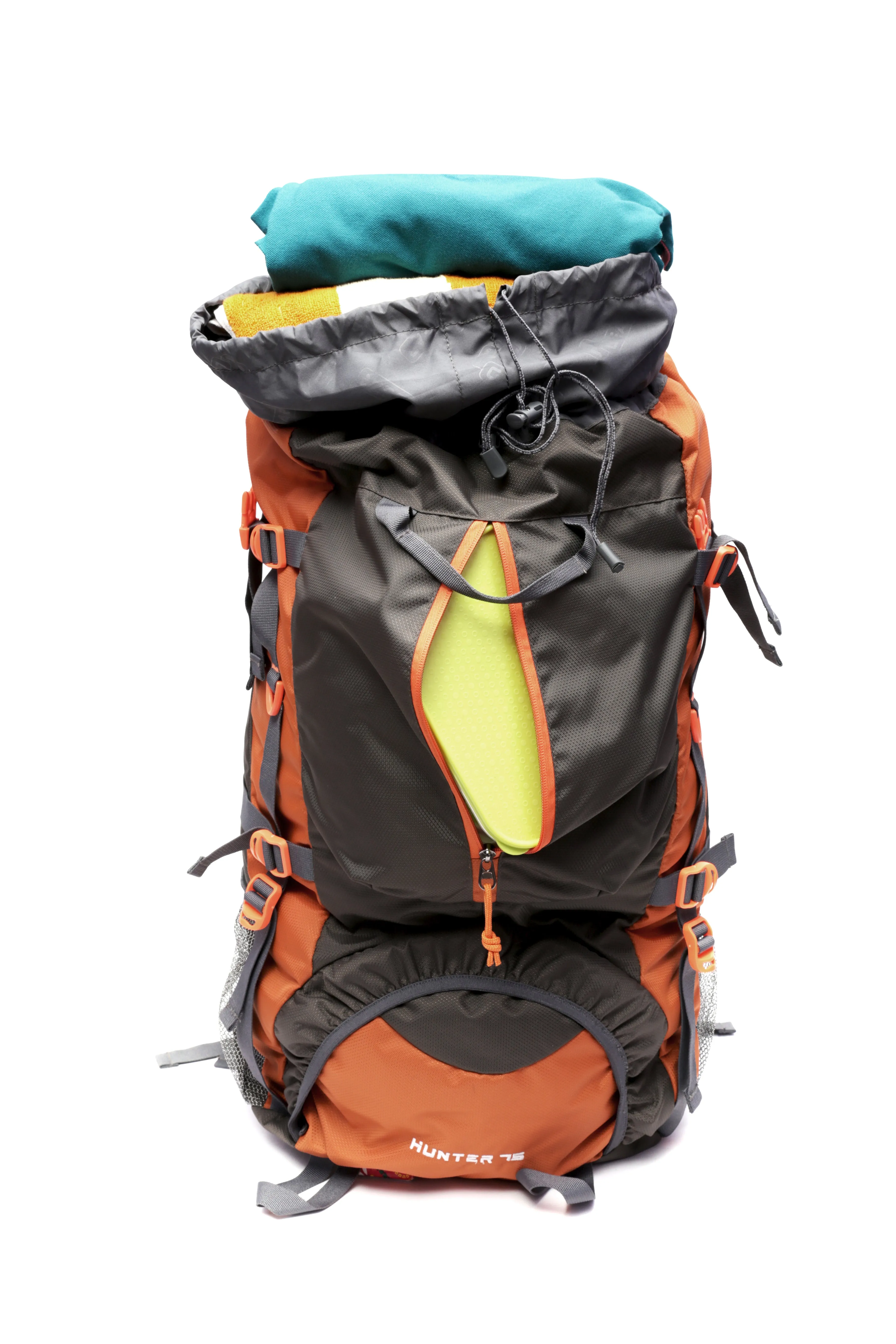 Hunter 75L Grey Orange Rucksack with Raincover