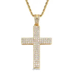 Iced Out Micro CZ Pave Cross Pendant - Gold