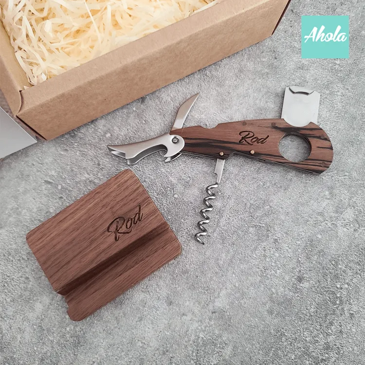 【Java】Wooden Opener Phone stand Gift Set 木製開瓶器 手機座禮盒套裝 ( 3-5個工作日完成)