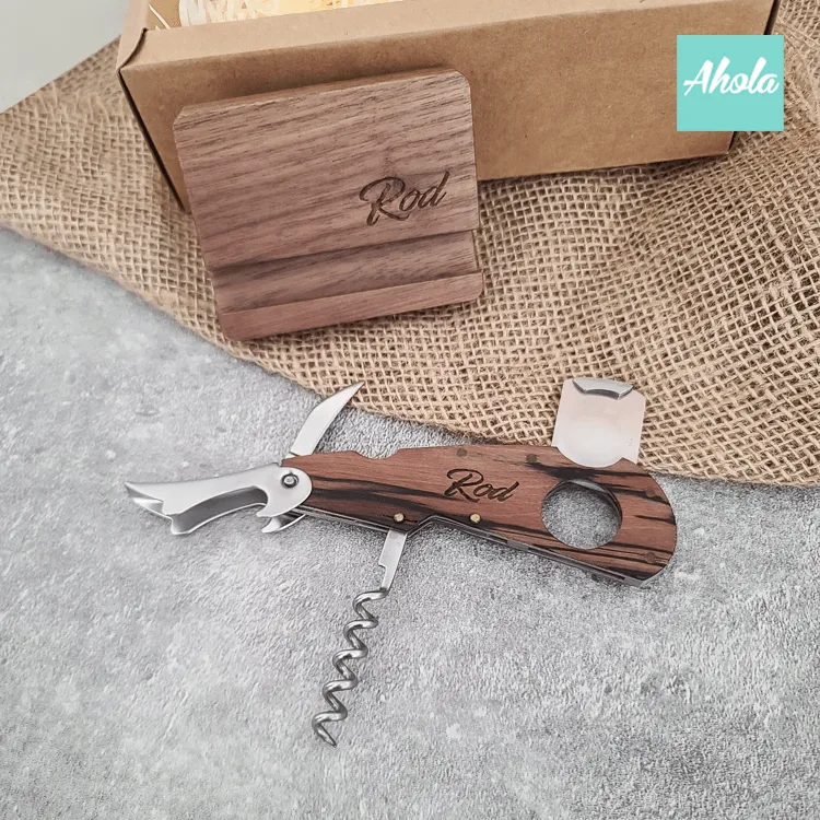 【Java】Wooden Opener Phone stand Gift Set 木製開瓶器 手機座禮盒套裝 ( 3-5個工作日完成)