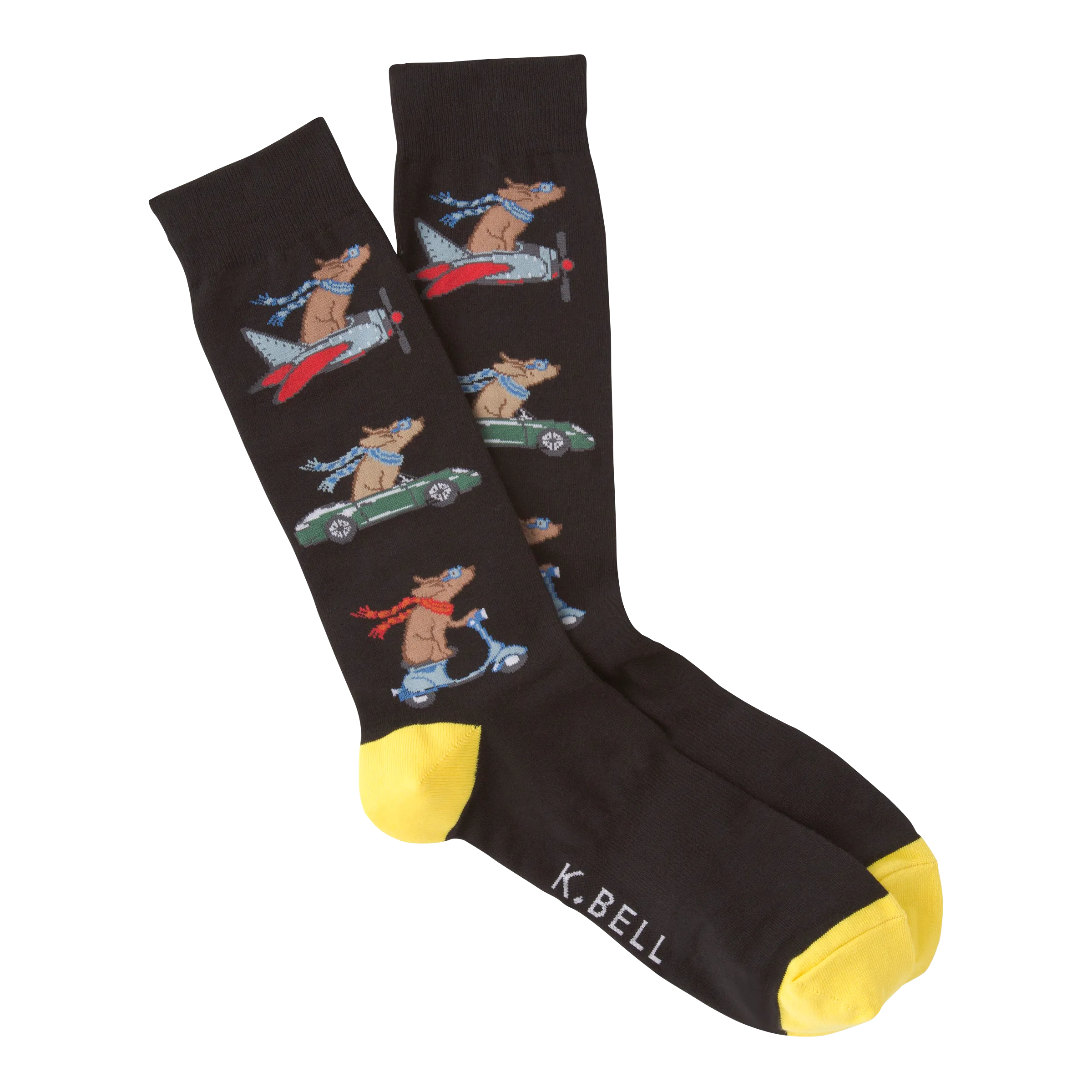 K.Bell Men's Traveling Dogs Crew Sock