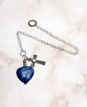 Lapis Lazuli With Tibetan Silver Cross Bookmark