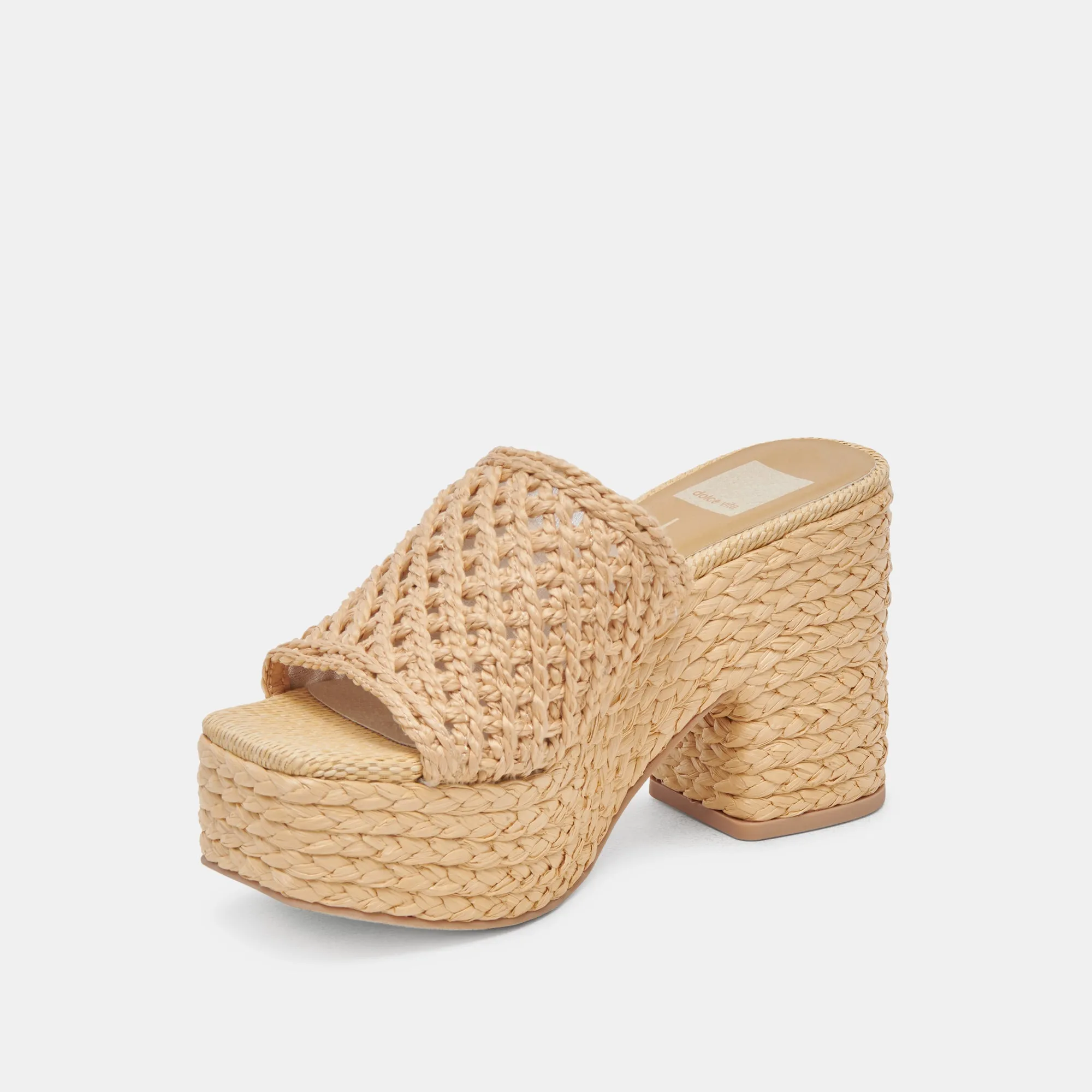 LISHA HEELS LT NATURAL RAFFIA