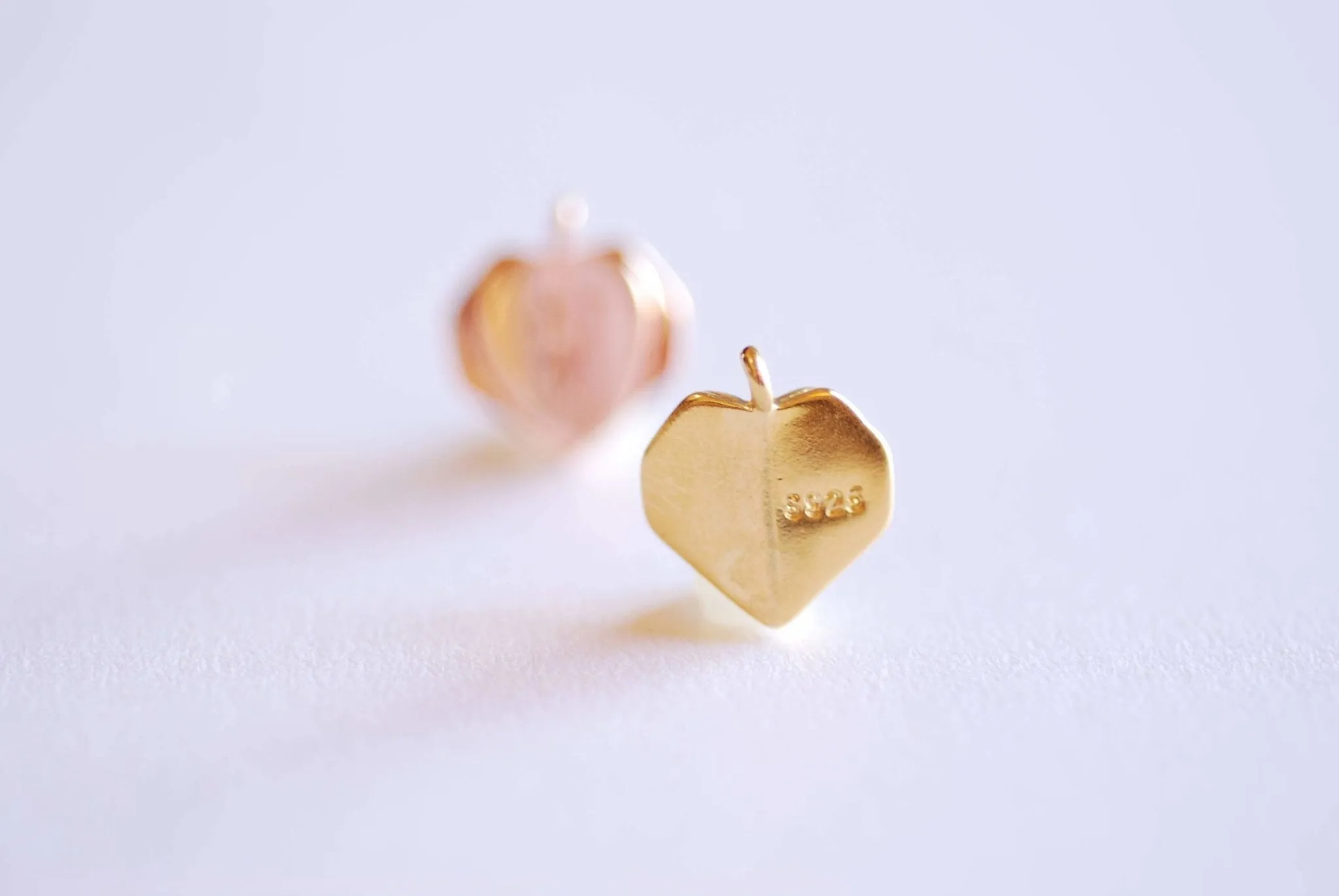 Matte Gold Wholesale Origami Heart Charm- 22k Gold plated over Sterling Silver, Paper Heart Charm, Geometric, Origami Charm, Gold Heart Charm, 359