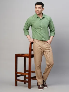 Men's Khaki Cotton Lycra Slim Fit Pant