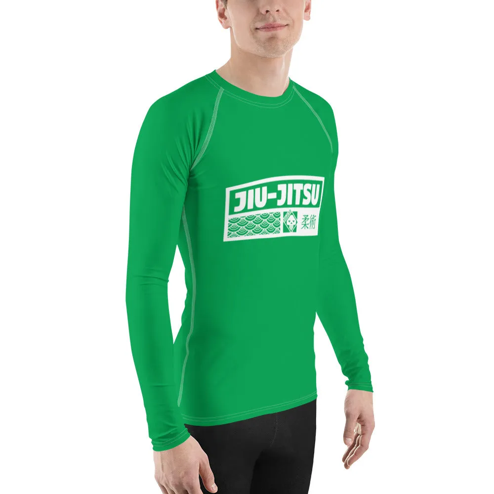 Mens Long Sleeve BJJ Rash Guard - Jiu-Jitsu 010 - Jade