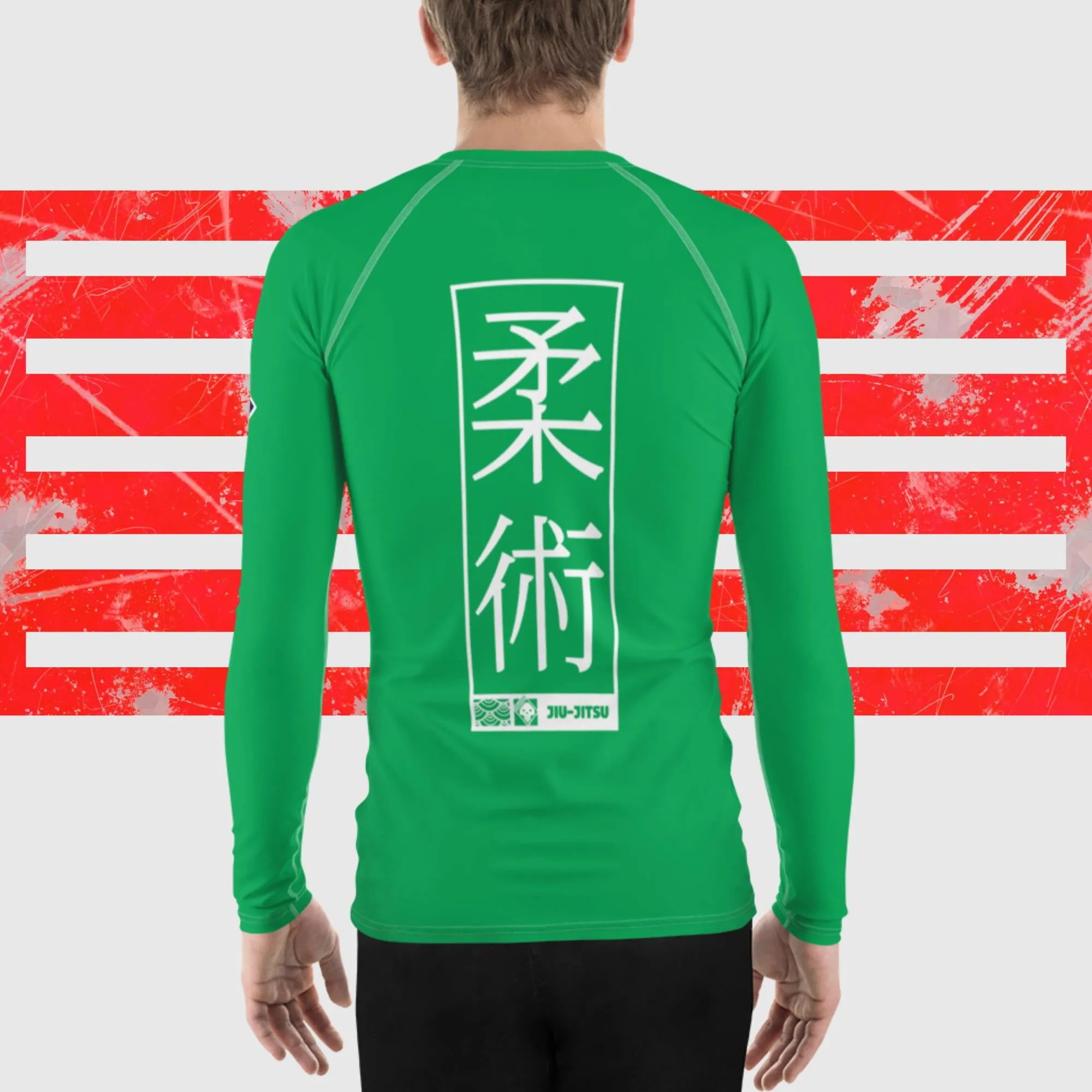 Mens Long Sleeve BJJ Rash Guard - Jiu-Jitsu 010 - Jade