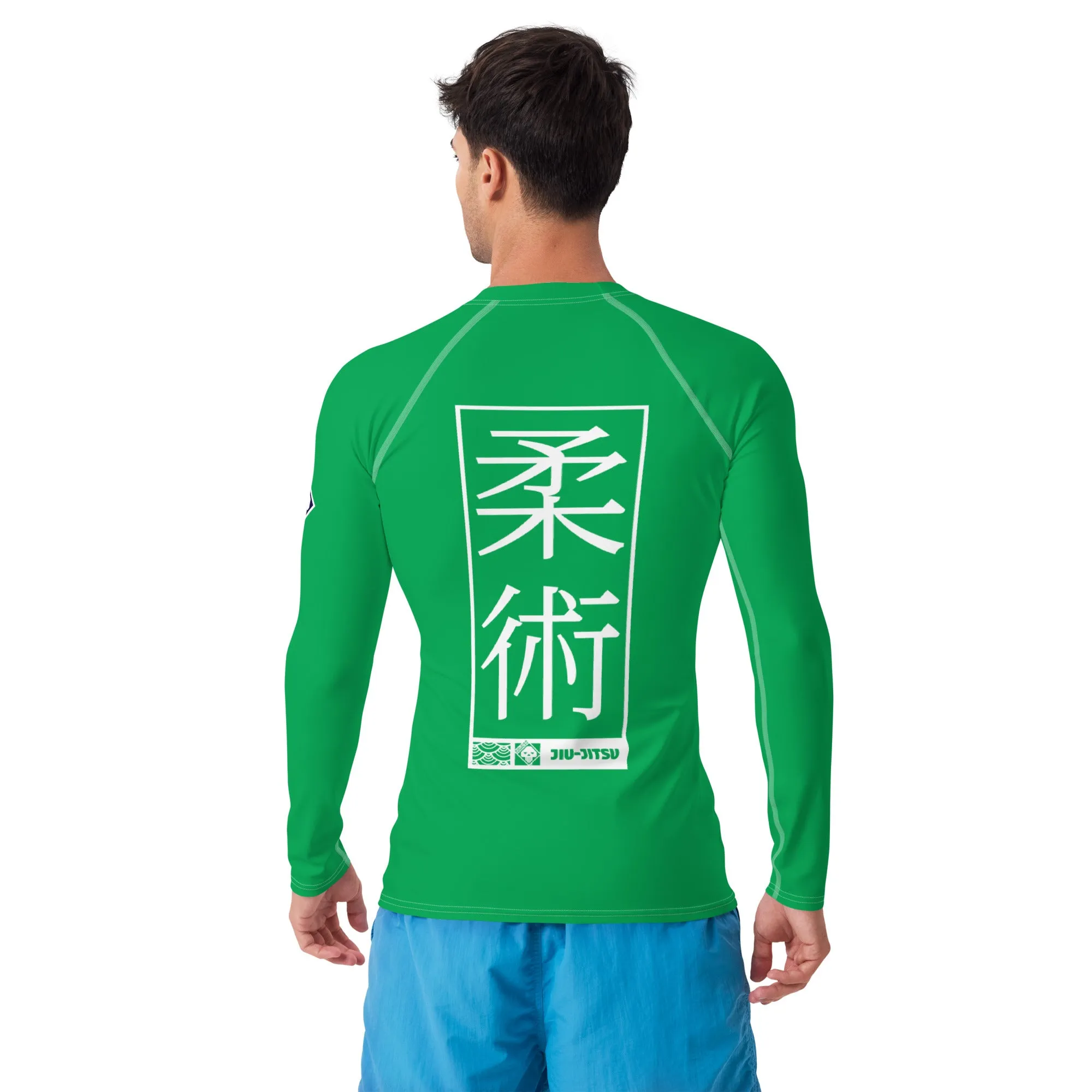 Mens Long Sleeve BJJ Rash Guard - Jiu-Jitsu 010 - Jade