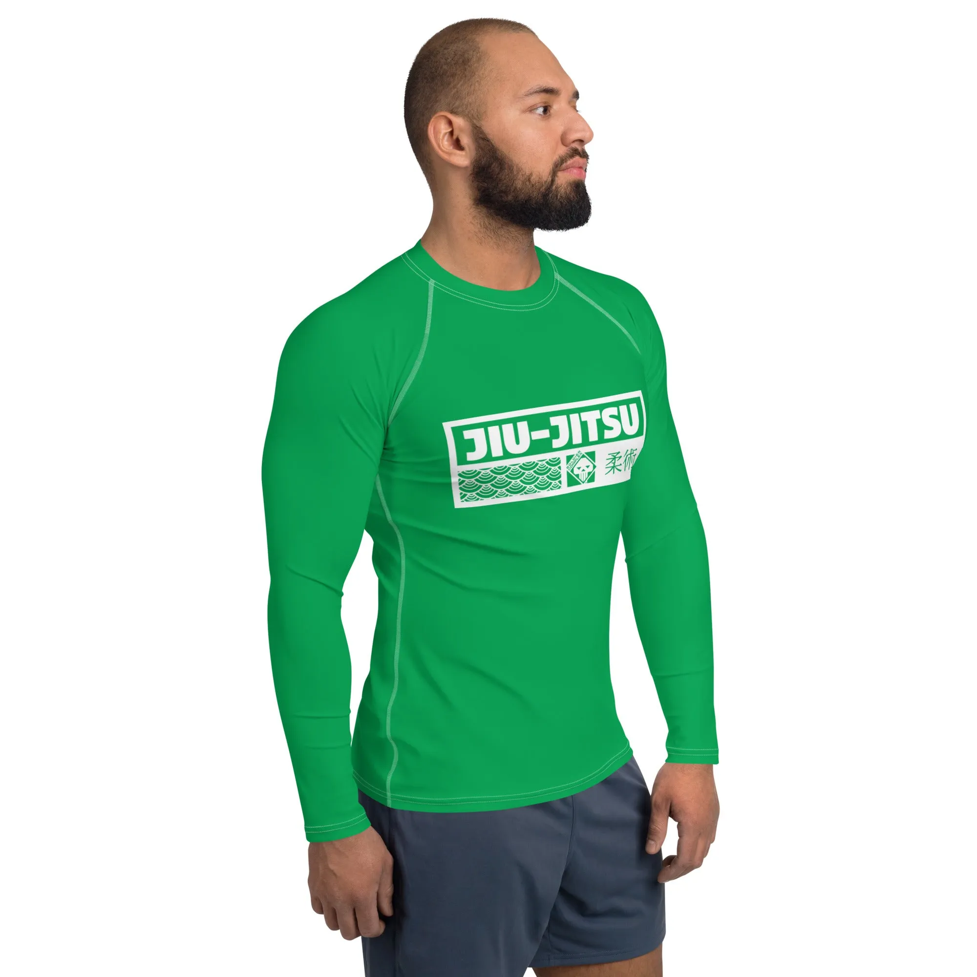 Mens Long Sleeve BJJ Rash Guard - Jiu-Jitsu 010 - Jade