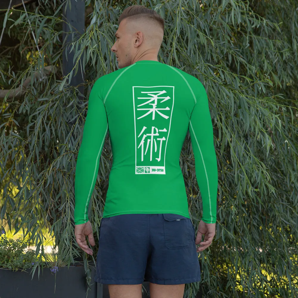 Mens Long Sleeve BJJ Rash Guard - Jiu-Jitsu 010 - Jade